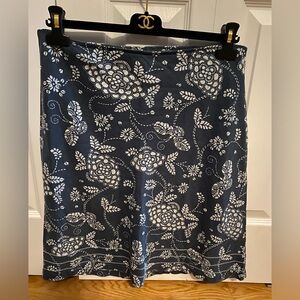 Columbia Linen blend Blue and White Floral Skirt